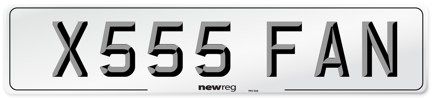 X555 FAN Number Plate from New Reg